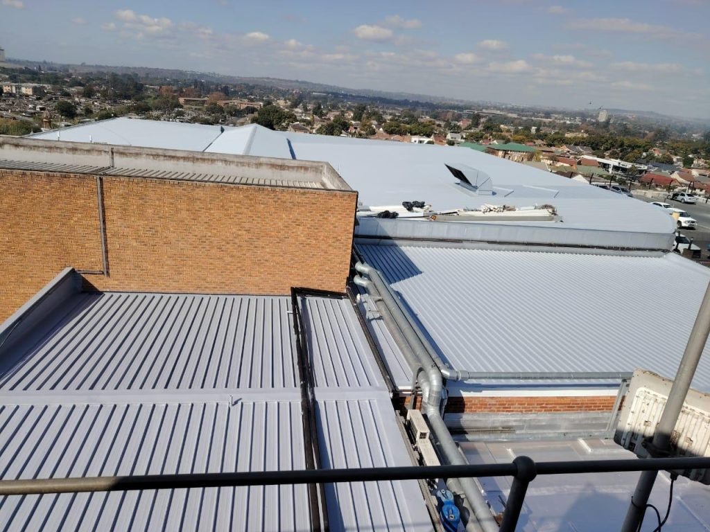 ERI industrial roof coating project from above